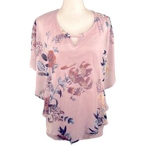 NY Collection Lavender Floral Flowy Top Size Large